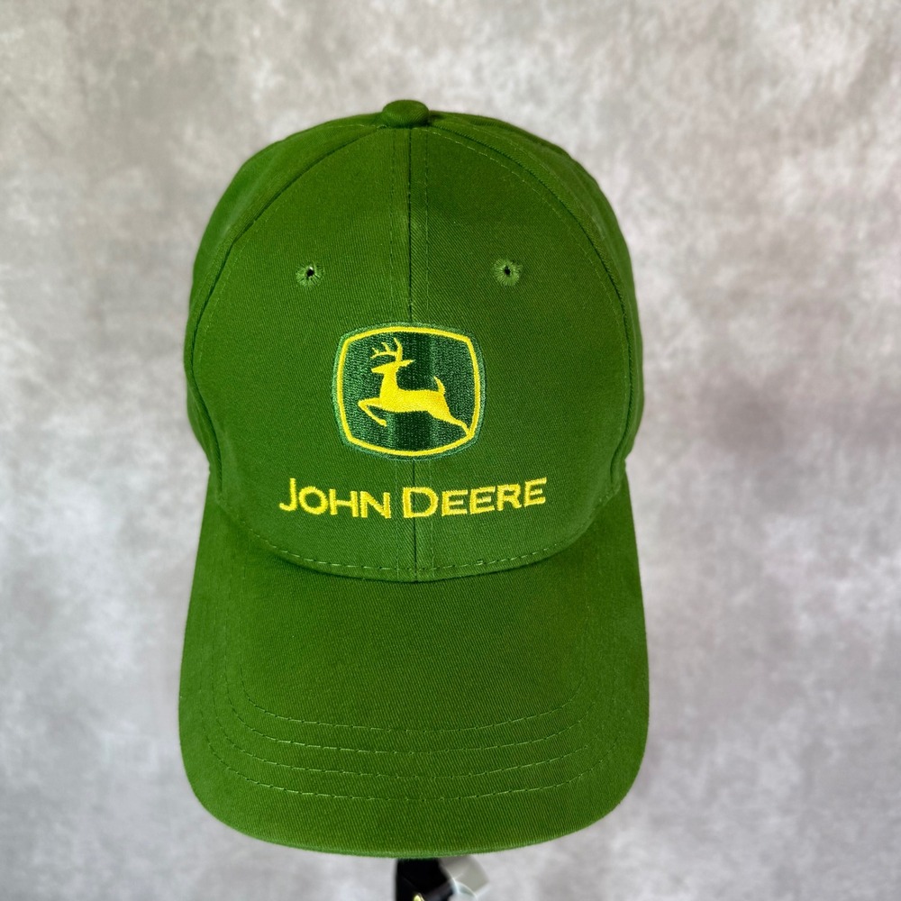 John Deere Baseball Cap Men OSFA Green Solid Embroidered Logo Adjustable Hat
